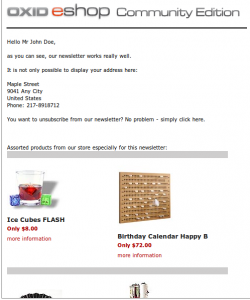 OXID eShop Newsletter Example OXID eShop Newsletter Example